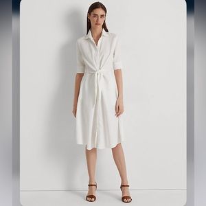 Lauren by Ralph Lauren White Linen Shirt Dress